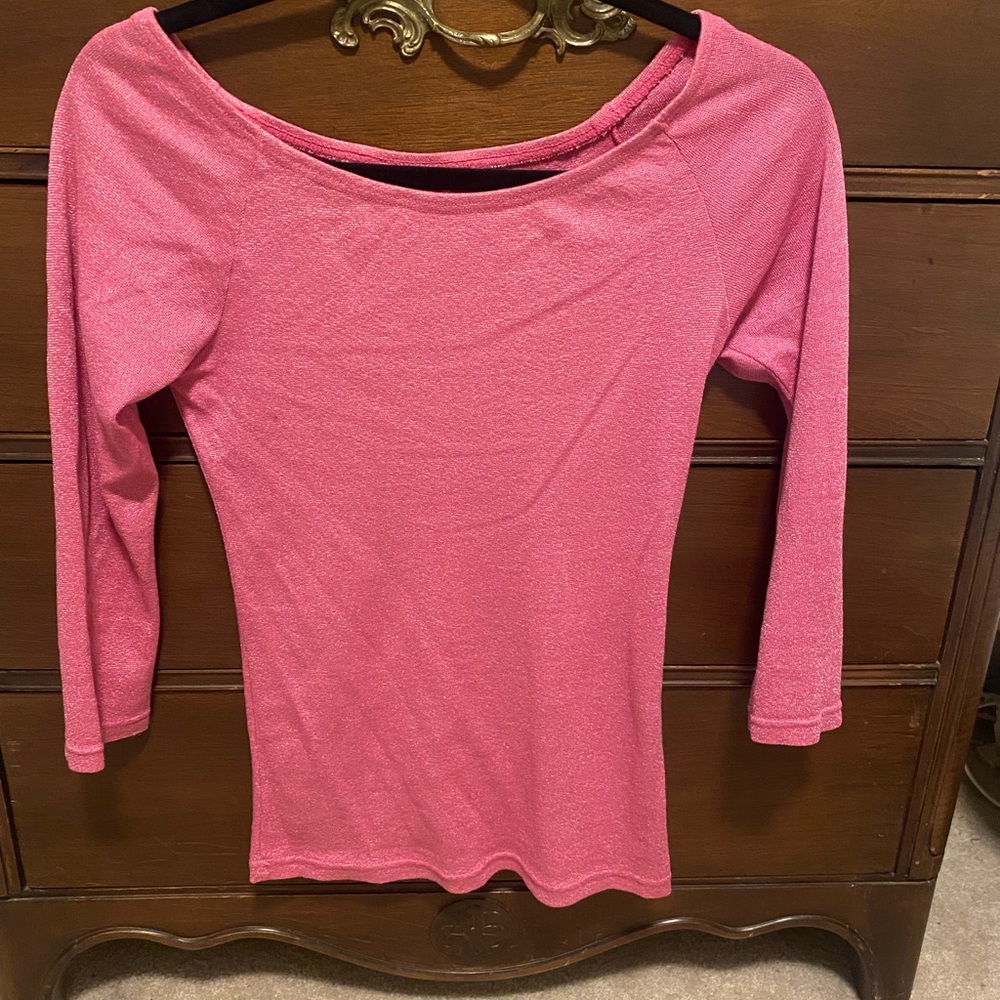 Women's Pink Boatneck Long-Sleeve Top,MichaelStars